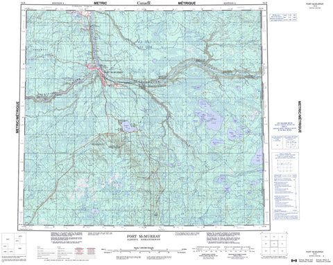 074D Fort Mcmurray Canadian topographic map, 1:250,000 scale