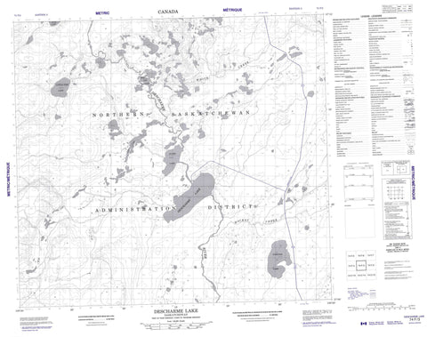 074F03 Descharme Lake Canadian topographic map, 1:50,000 scale