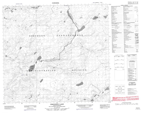 074F04 Simonson Lake Canadian topographic map, 1:50,000 scale