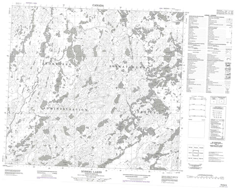 074G04 Nyberg Lakes Canadian topographic map, 1:50,000 scale