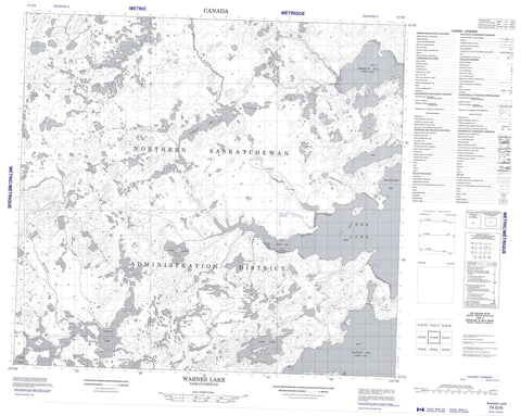 074G06 Warnes Lake Canadian topographic map, 1:50,000 scale