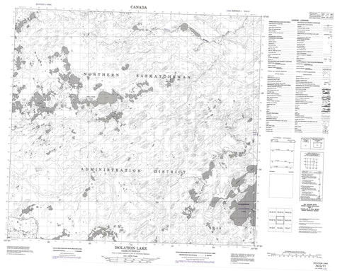 074G11 Isolation Lake Canadian topographic map, 1:50,000 scale