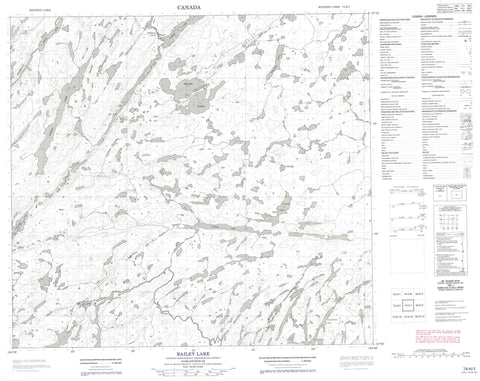 074H01 Bailey Lake Canadian topographic map, 1:50,000 scale