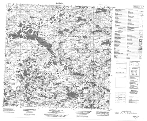 074J14 Squirrel Lake Canadian topographic map, 1:50,000 scale