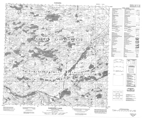 074J15 Gardipee Lake Canadian topographic map, 1:50,000 scale