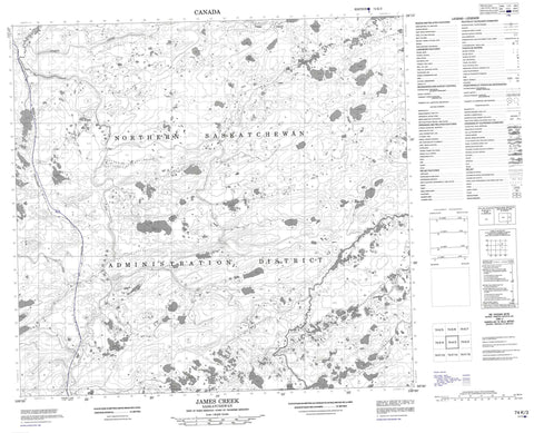 074K03 James Creek Canadian topographic map, 1:50,000 scale