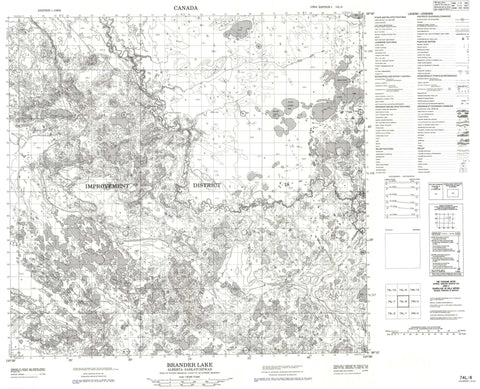 074L08 Brander Lake Canadian topographic map, 1:50,000 scale