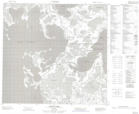 074L12 Hilda Lake Canadian topographic map, 1:50,000 scale