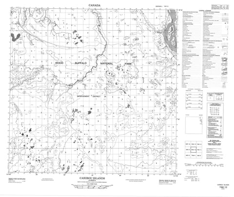 074M12 Caribou Islands Canadian topographic map, 1:50,000 scale