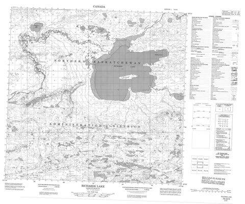 074O03 Richards Lake Canadian topographic map, 1:50,000 scale