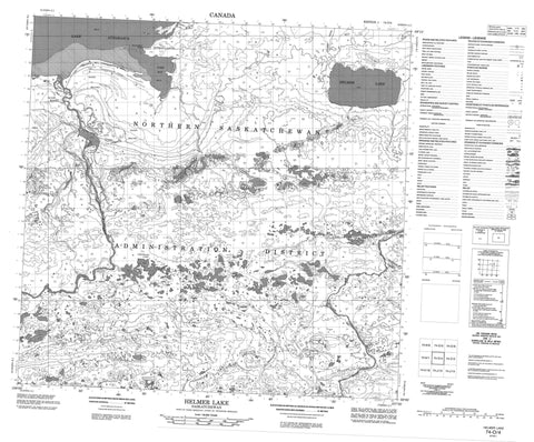 074O04 Helmer Lake Canadian topographic map, 1:50,000 scale