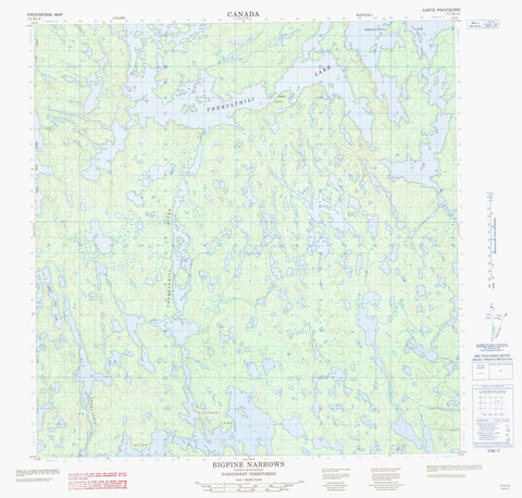 075D16 Bigpine Narrows Canadian topographic map, 1:50,000 scale