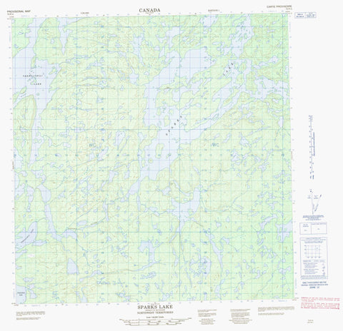 075F04 Sparks Lake Canadian topographic map, 1:50,000 scale
