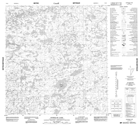 075I02 Scheelar Lake Canadian topographic map, 1:50,000 scale