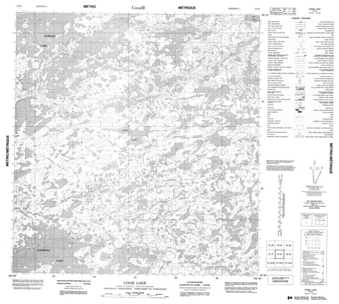 075I04 Logie Lake Canadian topographic map, 1:50,000 scale