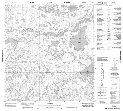 075I07 Jim Lake Canadian topographic map, 1:50,000 scale