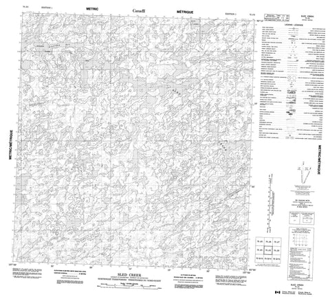 075J03 Sled Creek Canadian topographic map, 1:50,000 scale