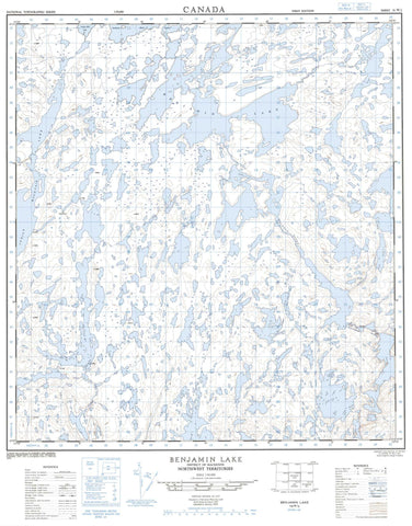 075M02 Benjamin Lake Canadian topographic map, 1:50,000 scale