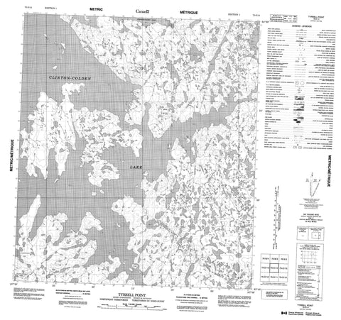 075O14 Tyrrell Point Canadian topographic map, 1:50,000 scale