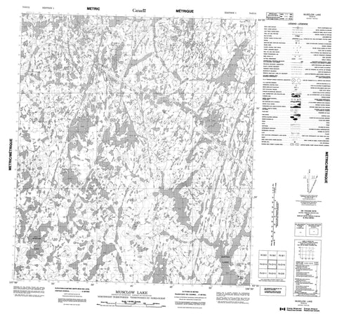 075O15 Musclow Lake Canadian topographic map, 1:50,000 scale