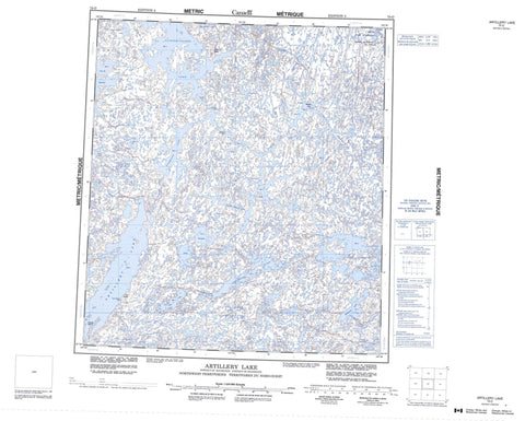 075O Artillery Lake Canadian topographic map, 1:250,000 scale