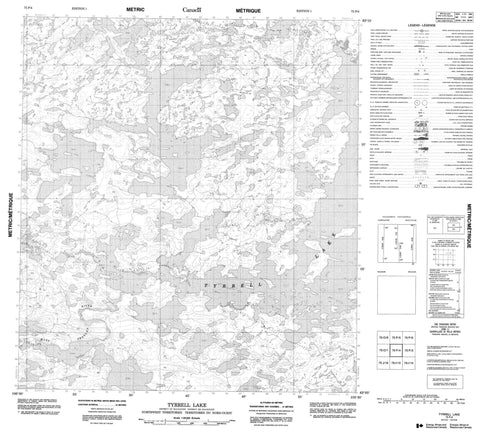 075P04 Tyrrell Lake Canadian topographic map, 1:50,000 scale