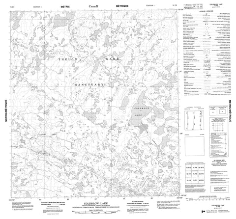 075P08 Coldblow Lake Canadian topographic map, 1:50,000 scale