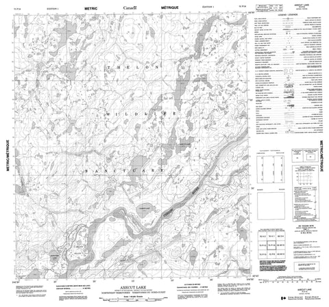 075P16 Axecut Lake Canadian topographic map, 1:50,000 scale