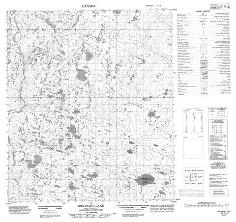 076A08 Biologist Lake Canadian topographic map, 1:50,000 scale