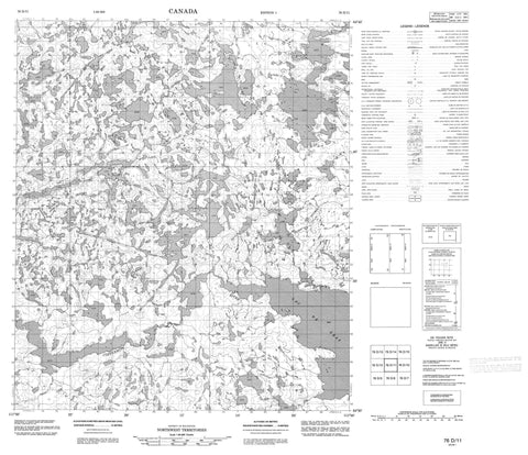 076D11 No Title Canadian topographic map, 1:50,000 scale