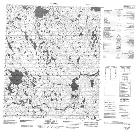 076G02 Casey Lake Canadian topographic map, 1:50,000 scale