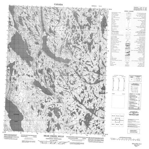 076J11 Bear Creek Hills Canadian topographic map, 1:50,000 scale