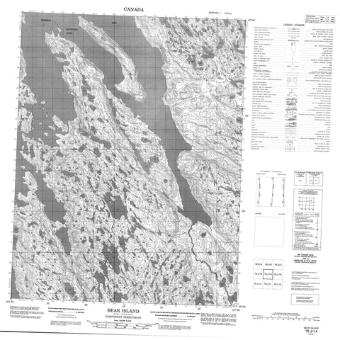 076J14 Bear Island Canadian topographic map, 1:50,000 scale