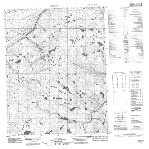 076K11 No Title Canadian topographic map, 1:50,000 scale