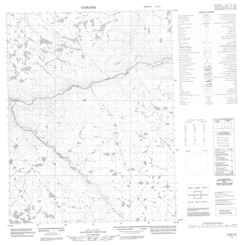 076K13 No Title Canadian topographic map, 1:50,000 scale