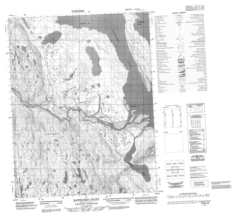 076K16 Bathurst Inlet Canadian topographic map, 1:50,000 scale