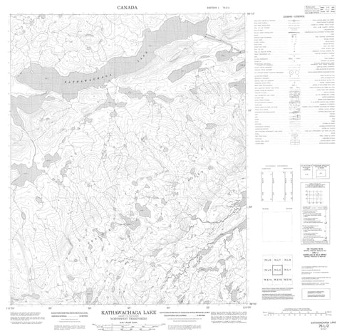 076L02 Kathawachaga Lake Canadian topographic map, 1:50,000 scale