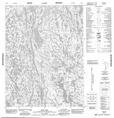 076M07 High Lake Canadian topographic map, 1:50,000 scale