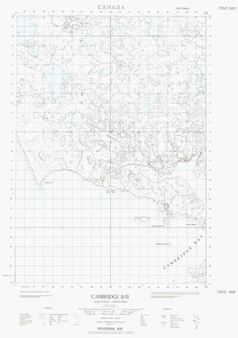 077D02E Cambridge Bay Canadian topographic map, 1:50,000 scale