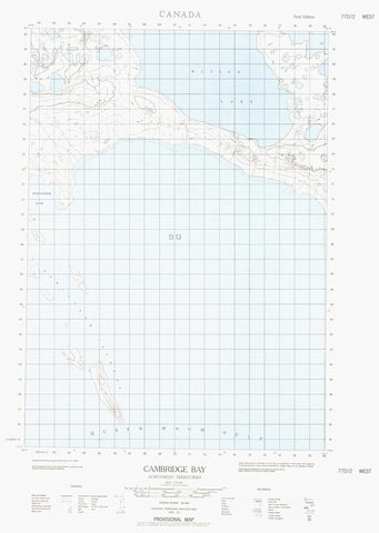 077D02W Cambridge Bay Canadian topographic map, 1:50,000 scale