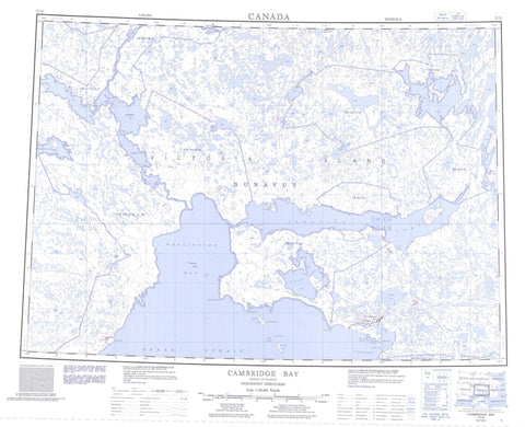 077D Cambridge Bay Canadian topographic map, 1:250,000 scale