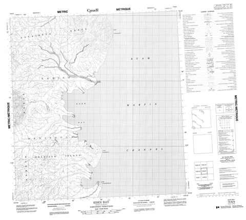 079B09 Eden Bay Canadian topographic map, 1:50,000 scale