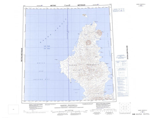 079B Sabine Peninsula Canadian topographic map, 1:250,000 scale