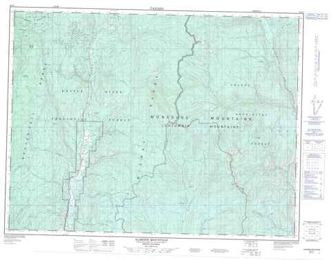 082E07 Almond Mountain Canadian topographic map, 1:50,000 scale