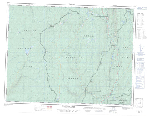 082E11 Wilkinson Creek Canadian topographic map, 1:50,000 scale
