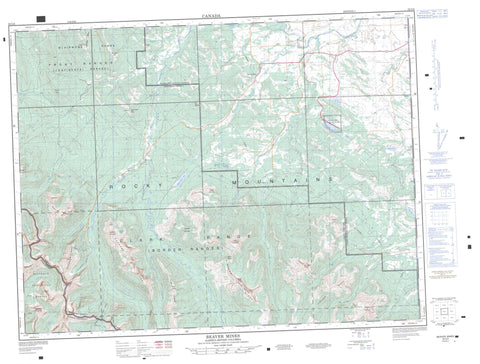 082G08 Beaver Mines Canadian topographic map, 1:50,000 scale