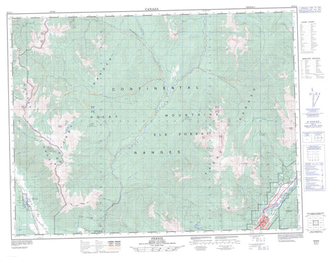 082G11 Fernie Canadian topographic map, 1:50,000 scale