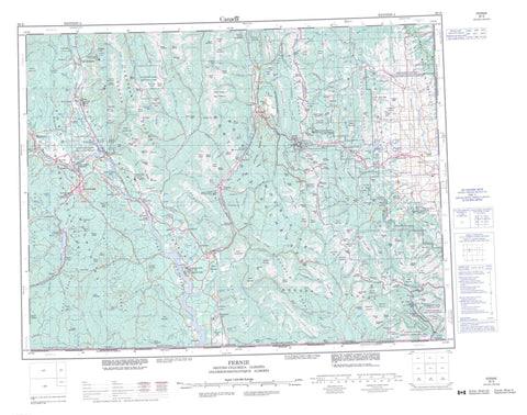 082G Fernie Canadian topographic map, 1:250,000 scale