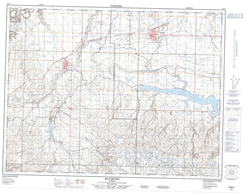 082H07 Raymond Canadian topographic map, 1:50,000 scale