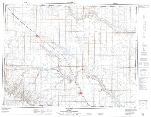 082H08 Warner Canadian topographic map, 1:50,000 scale